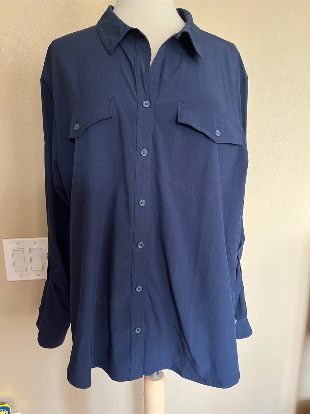 Eddie Bauer Navy Blue Button-Down Shirt